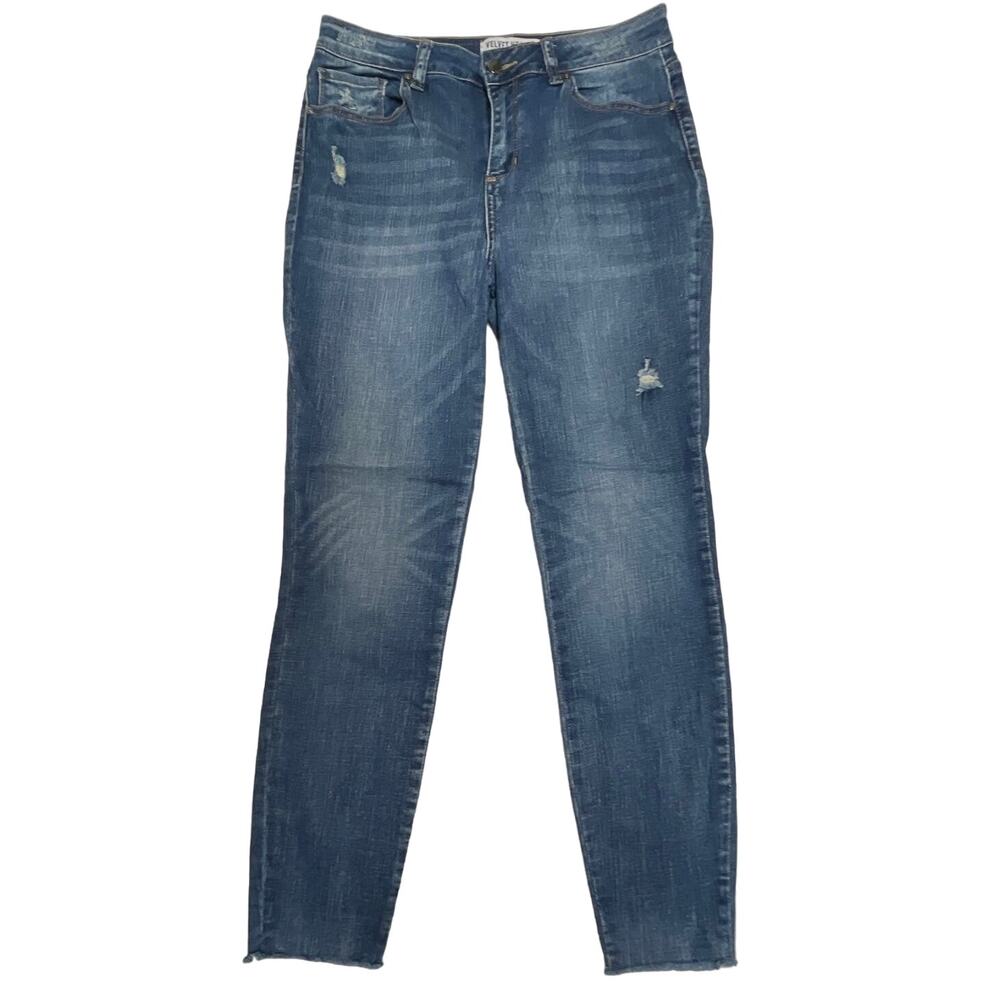 Velvet Heart Denim Alisia, Mid Rise Skinny Ankle Jeans Distressed Size 29‎